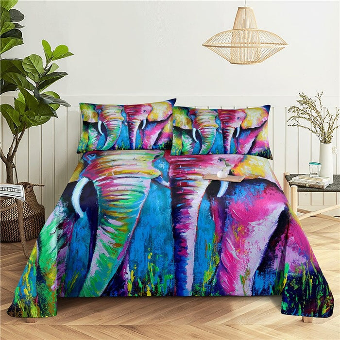 Painted Elephant Printed Bedding Set