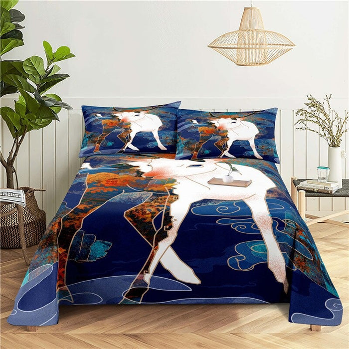 Printed Landscape Painting Bedding Set