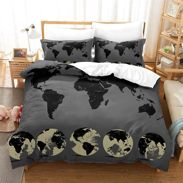 Retro Global Map Duvet Cover Set