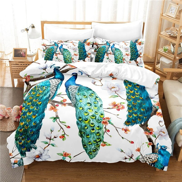 Animated Peacock Duvet Cover Set