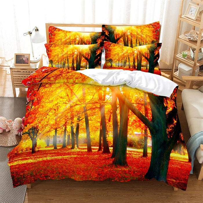 Colorful Trees Print Bedding Set