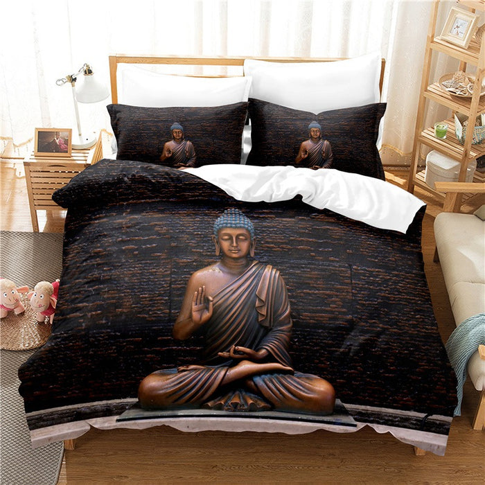 The Buddha Statue Print Bedding Set