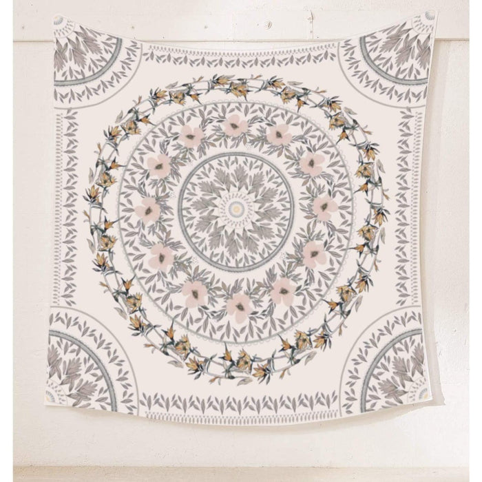Sketched Floral Medallion Tapestry Wall Hanging Tapis Cloth