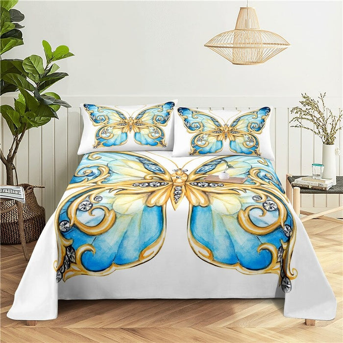 Colorful Butterfly Bed Flat Bedding Set