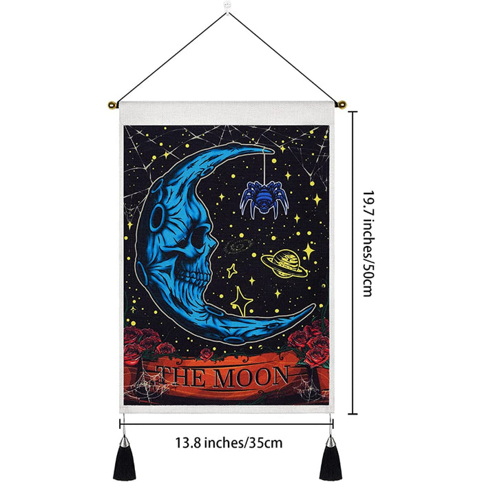 Pack of 2 Tarot Card Tapestry Moon And Sun Tarot Tapestry Skull Floral Tapestry Psychedelic Spider Insect Tapestries Trippy Celestial Tapestry Wall Hanging For Room