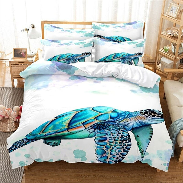 Ocean Animals, Blue Bedding Duvet Cover Set