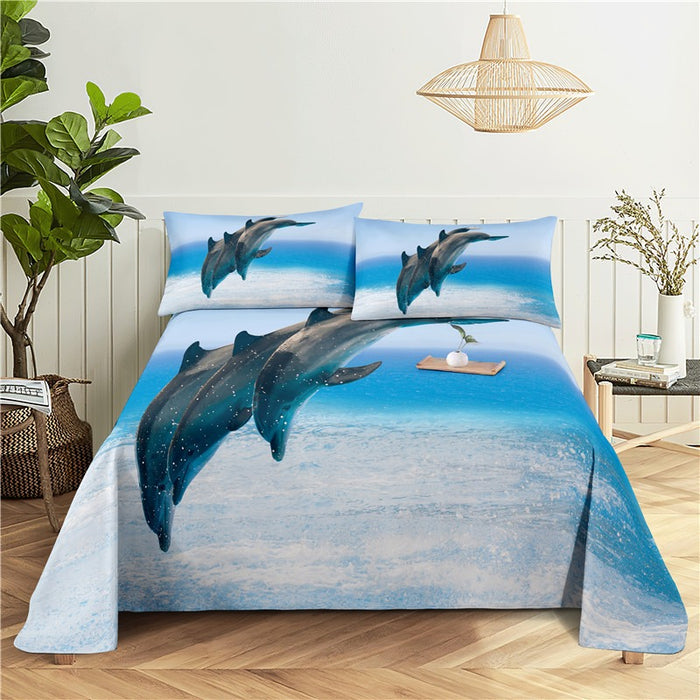 Seafloor Animals Print Bedding Set