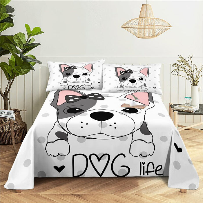 Cartoon Print Polyester Bedding Set