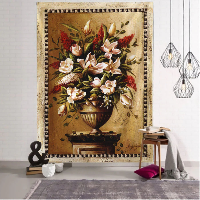 Vintage Floral Decorative Tapestry Wall Hanging Tapis Cloth