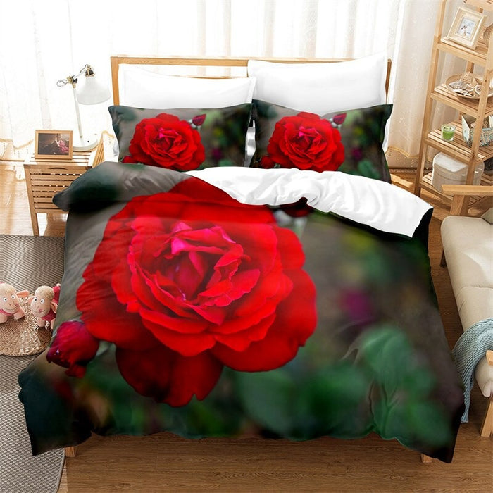Beautiful Flowers Digital Printed Linen Bedding Set