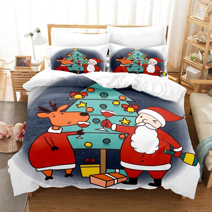 Cartoon Santa Claus Digital Printed Bedding Set