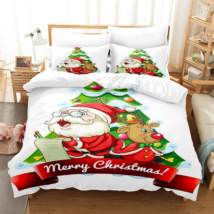 Christmas Celebration Themed Duvet Cover And Pillowcase Bedding Set