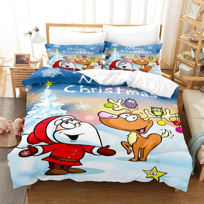 Santa Themed Duvet Cover And Pillowcase Bedding Set