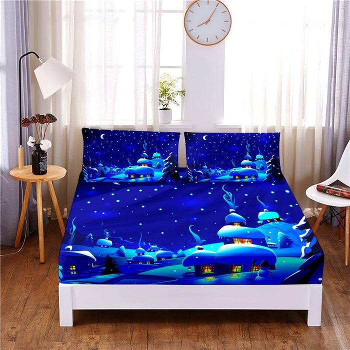 Christmas Digital Printed Fitted Mattress Cover