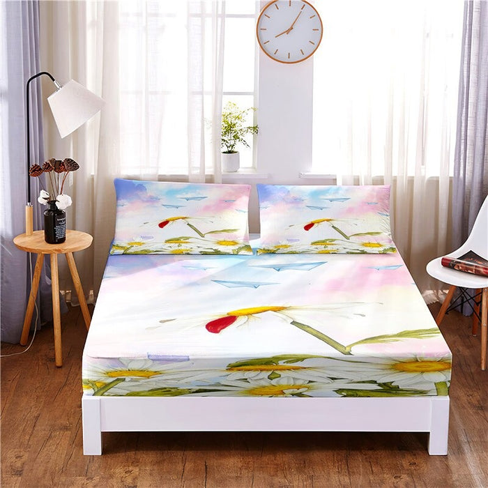 Beautiful Flower Digital Printed 3Pc Polyester Bedding Set