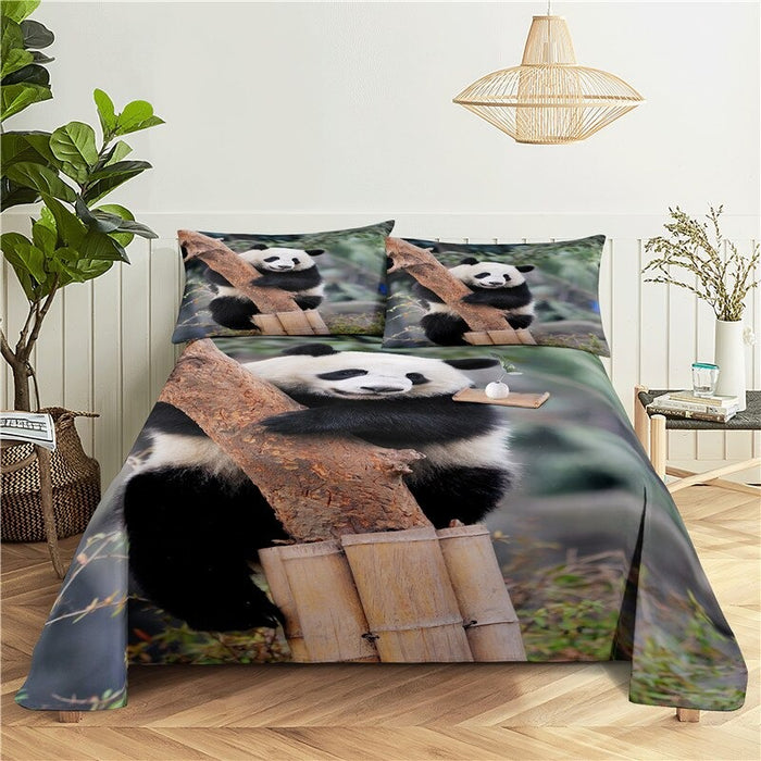 3 Sets Panda Print Bedding