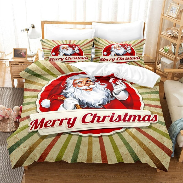 Santa Clause Themed Duvet Cover And Pillowcase Bedding Set