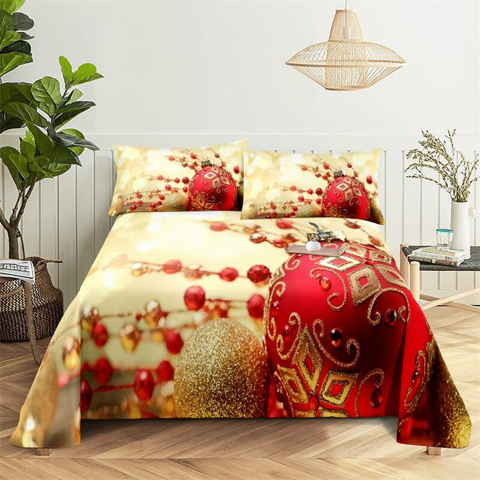 Santa Themed Complete Bed Sheets And Pillowcases Set