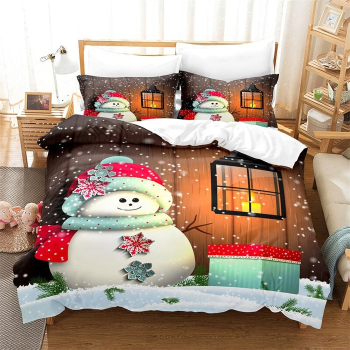 Snowman Couples Digital Printed Bedding Set