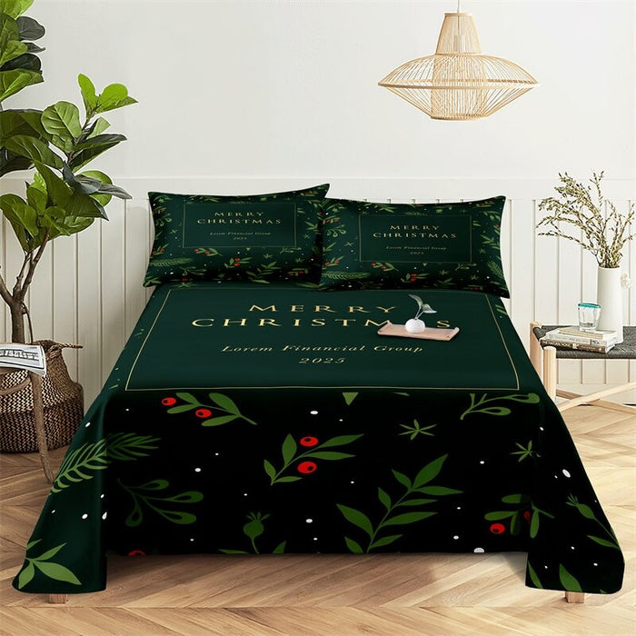 Christmas Green Leaves Bedding Sheet