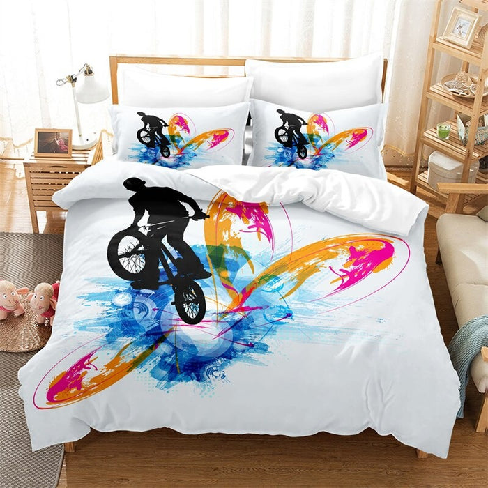 Bicycle Exercise Print Duvet Cover Set