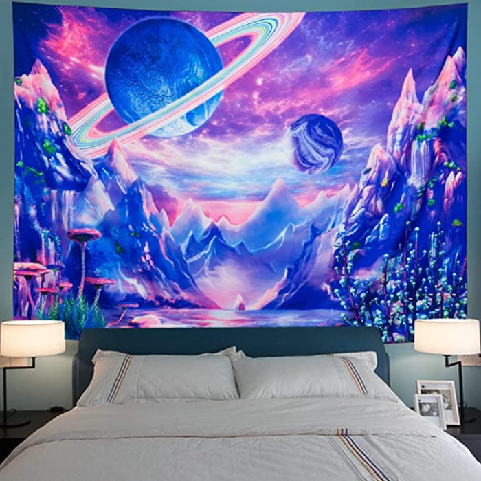 Blacklight Planet Tapestry Wall Hanging Tapis Cloth