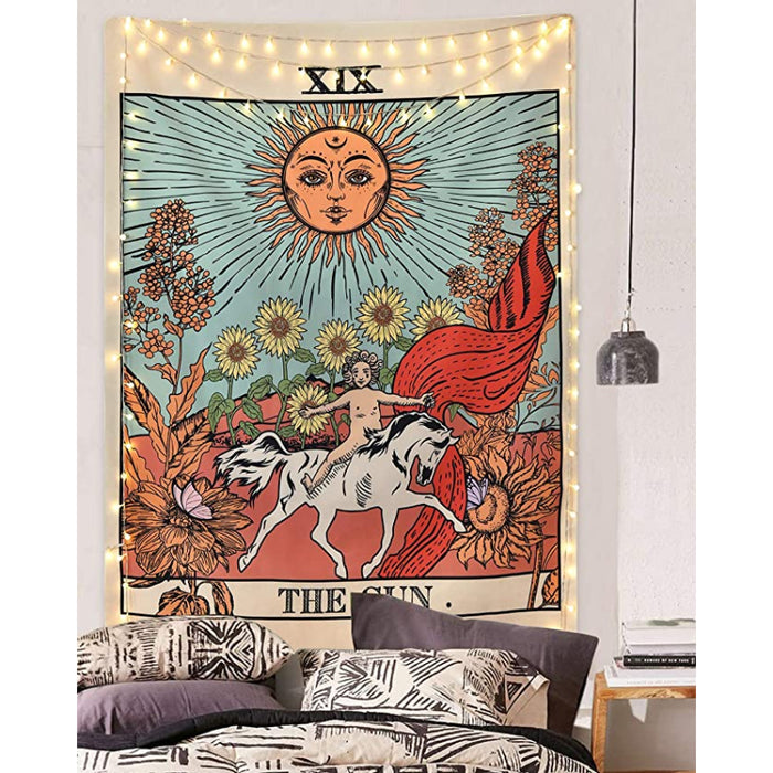 Tarot Tapestry Sun Tapestry Wall Hanging Mysterious Medieval Europe Divination Tapestries For Room