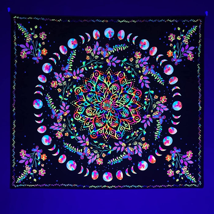 Bohemian Blacklight Plant Tapestry Wall Hanging Tapis Cloth