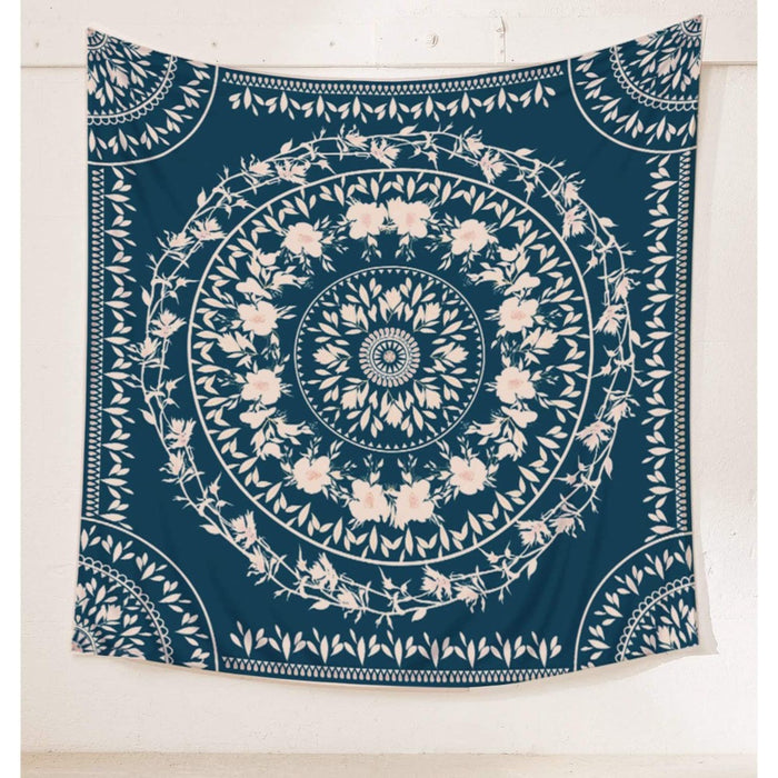 Sketched Floral Medallion Tapestry Wall Hanging Tapis Cloth