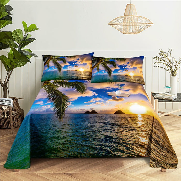 Seaside Beach Print Bedding Set