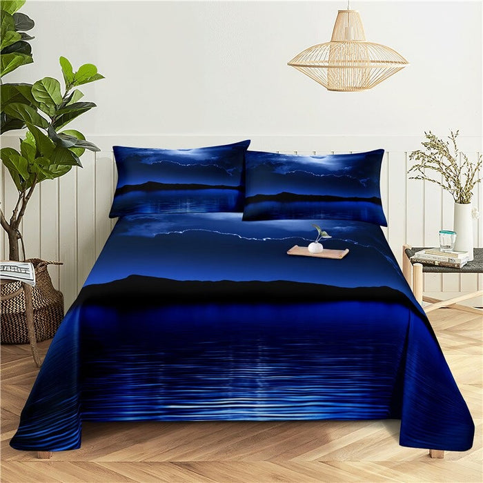 Printed Night View Scene Bedding Set