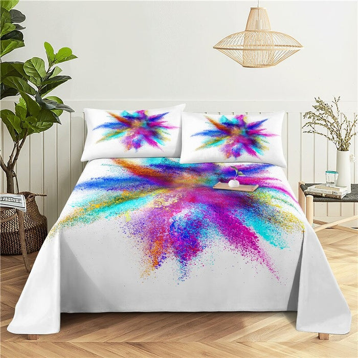 Color Painted Bed Flat Bedding Set