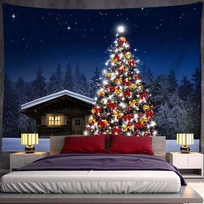 Christmas Tree At Night Tapestry Wall Hanging Tapis Cloth