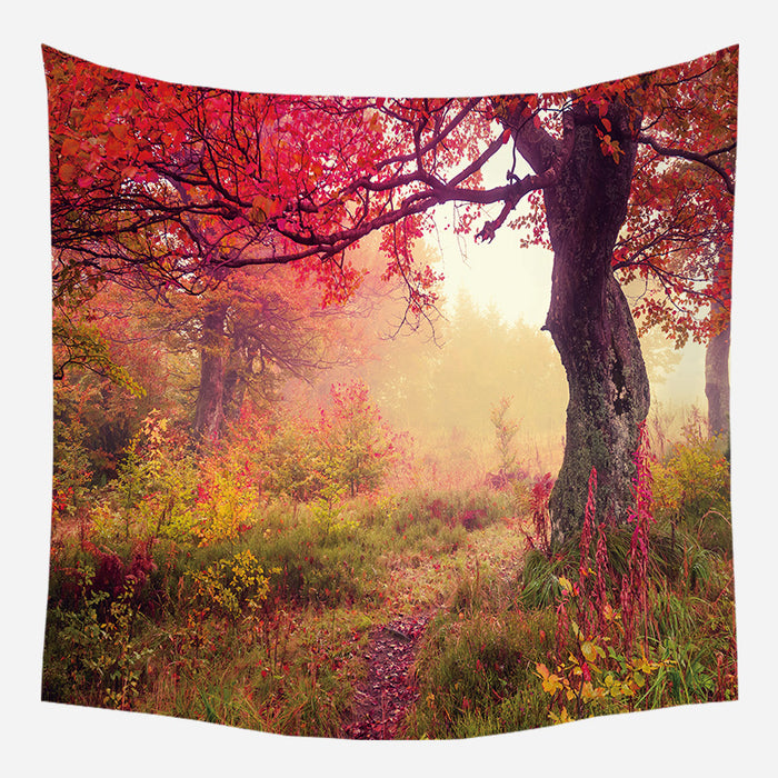 Red Tree Shadow Tapestry Wall Hanging Tapis Cloth