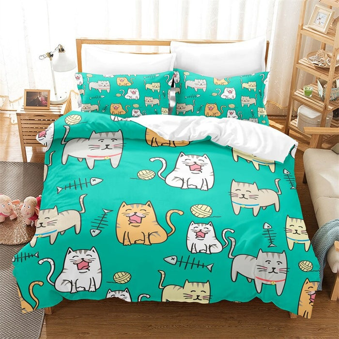 Colorful Cartoon Animals Printed Bedding Set