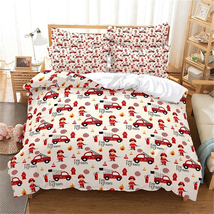 Cartoon Vehicles Digital Printed Bedding Set