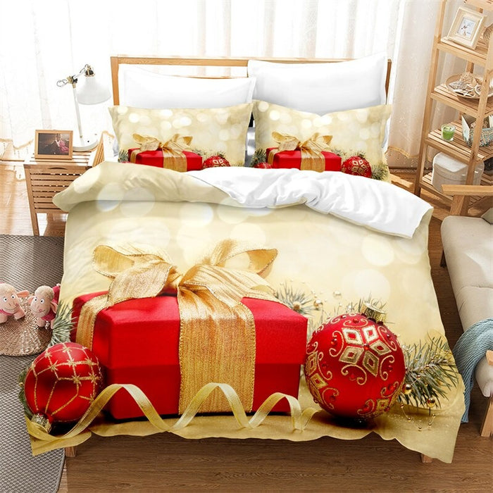 Santa Themed Christmas Duvet Cover And Pillowcase Bedding Set