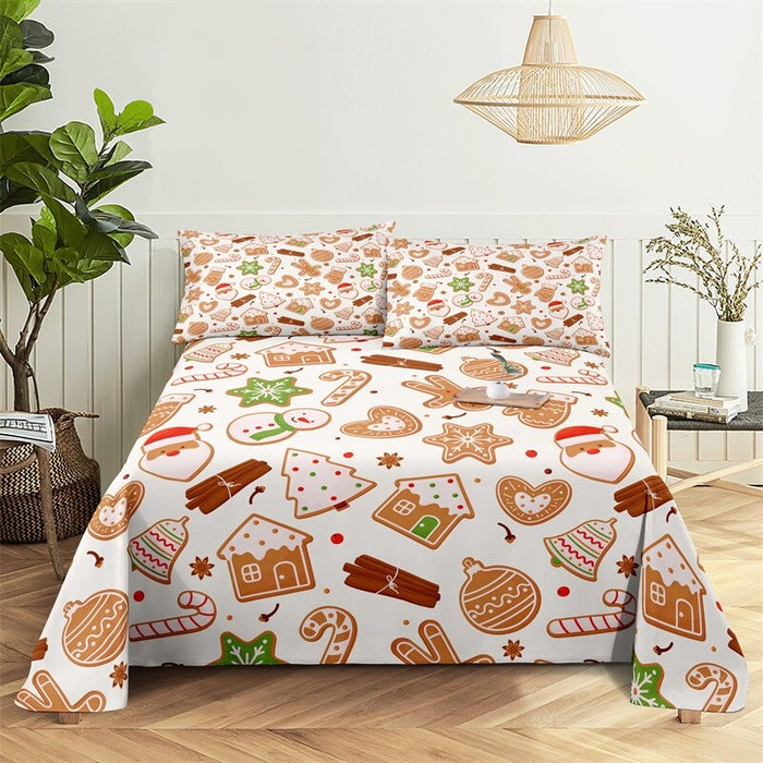 Christmas Snowman Themed Bed Sheets And Pillowcases Set