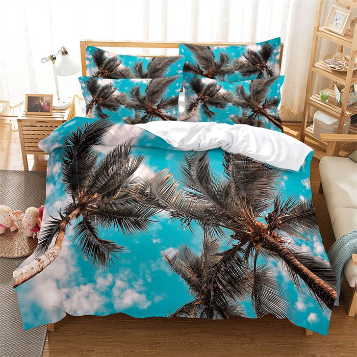 Coconut Tree Seaside Printed Bedding Set