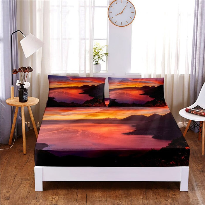 Night Scene Digital Printed 3pc Polyester Bedding Set