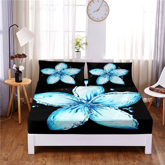 Beautiful Flower Digital Printed 3Pc Polyester Bedding Set