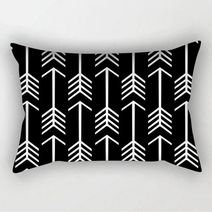 Monochrome Geometric Printed Rectangular Pillow Cover