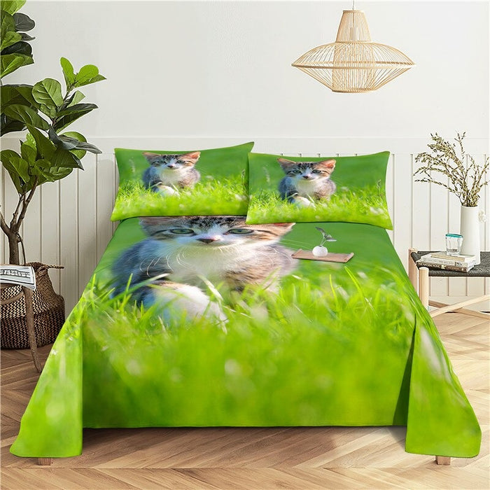 Lazy Cat Digital Printing Flat Sheet With Pillowcase