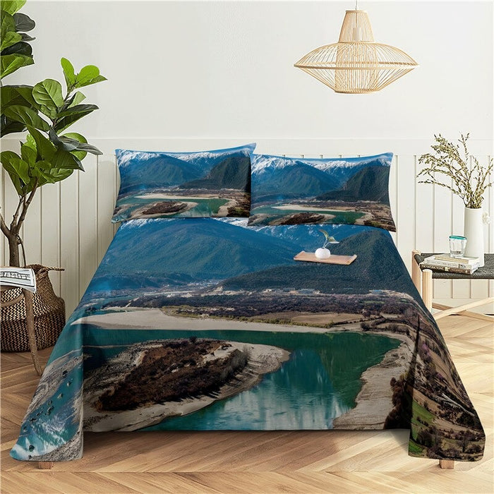 3 Sets Mountain Printed Bedding