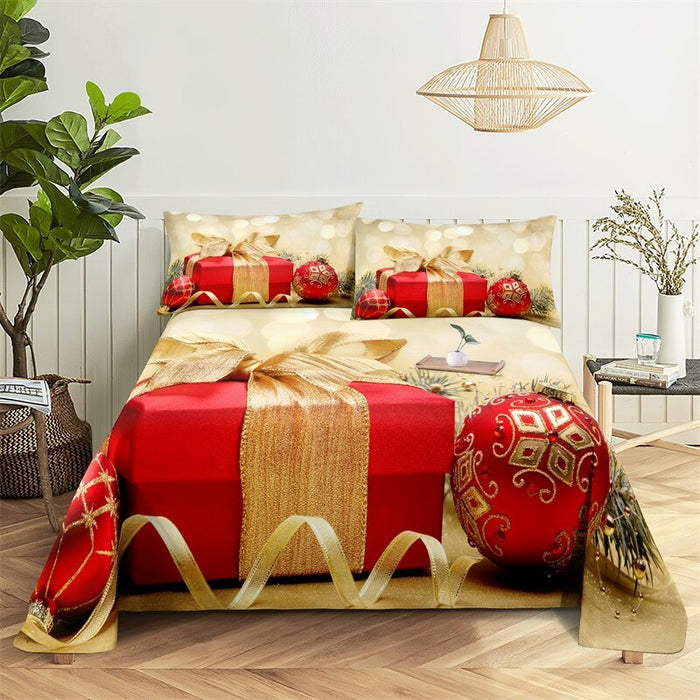 Santa Themed Complete Bed Sheets And Pillowcases Set