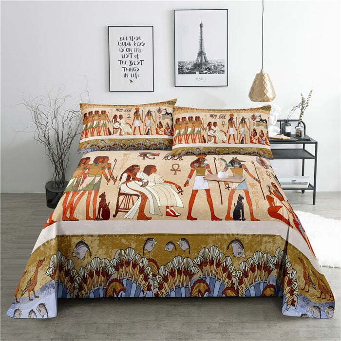 Retro Culture Bed Flat Bedding Set