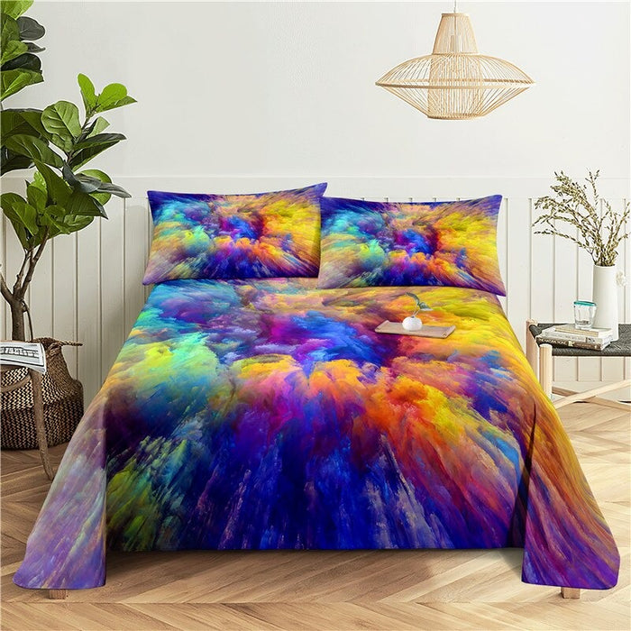 Color Painted Bed Flat Bedding Set