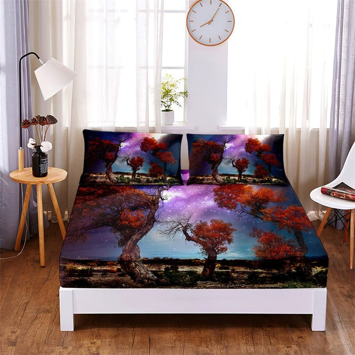 Charming Forest Print Fitted Sheet Bedding Set