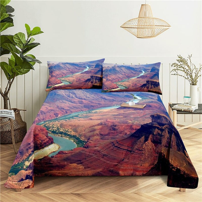 Flowery Scenery View Print Bedding Set