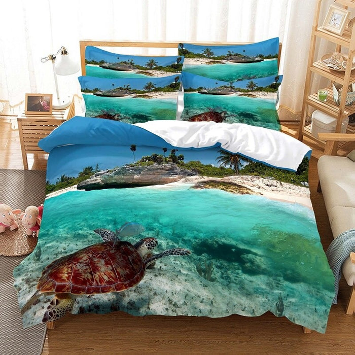 Ocean Scenery Duvet Cover Sheet Bedding Set